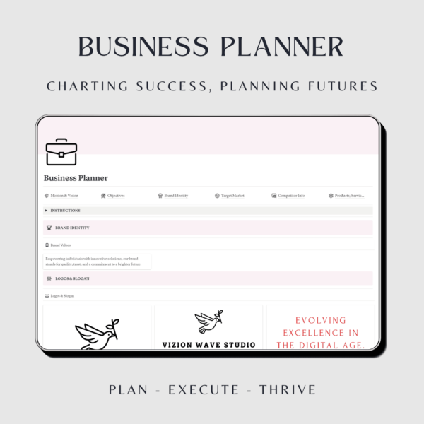 Pink business planner template