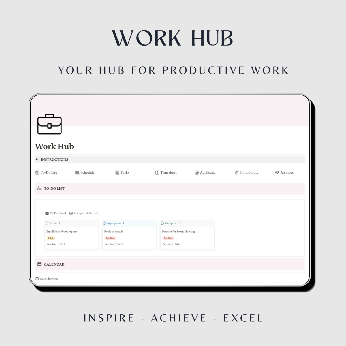 Notion template in pink colour displayed in an iPad