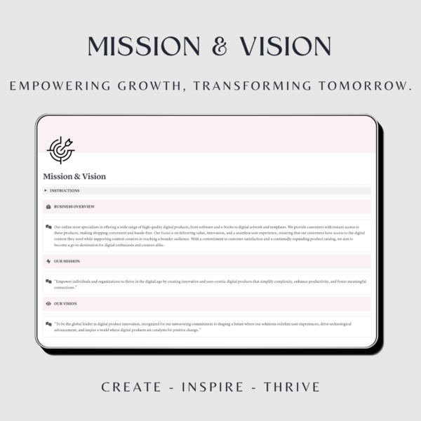 Pink business planner template