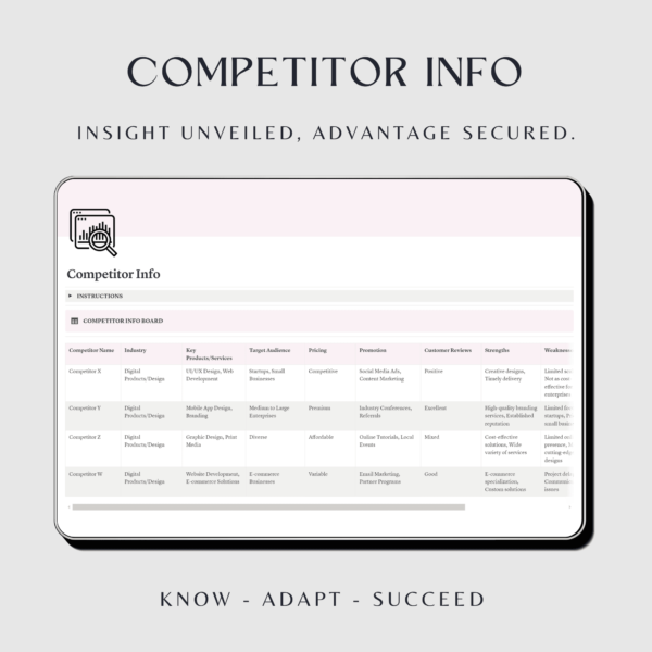 Pink business planner template