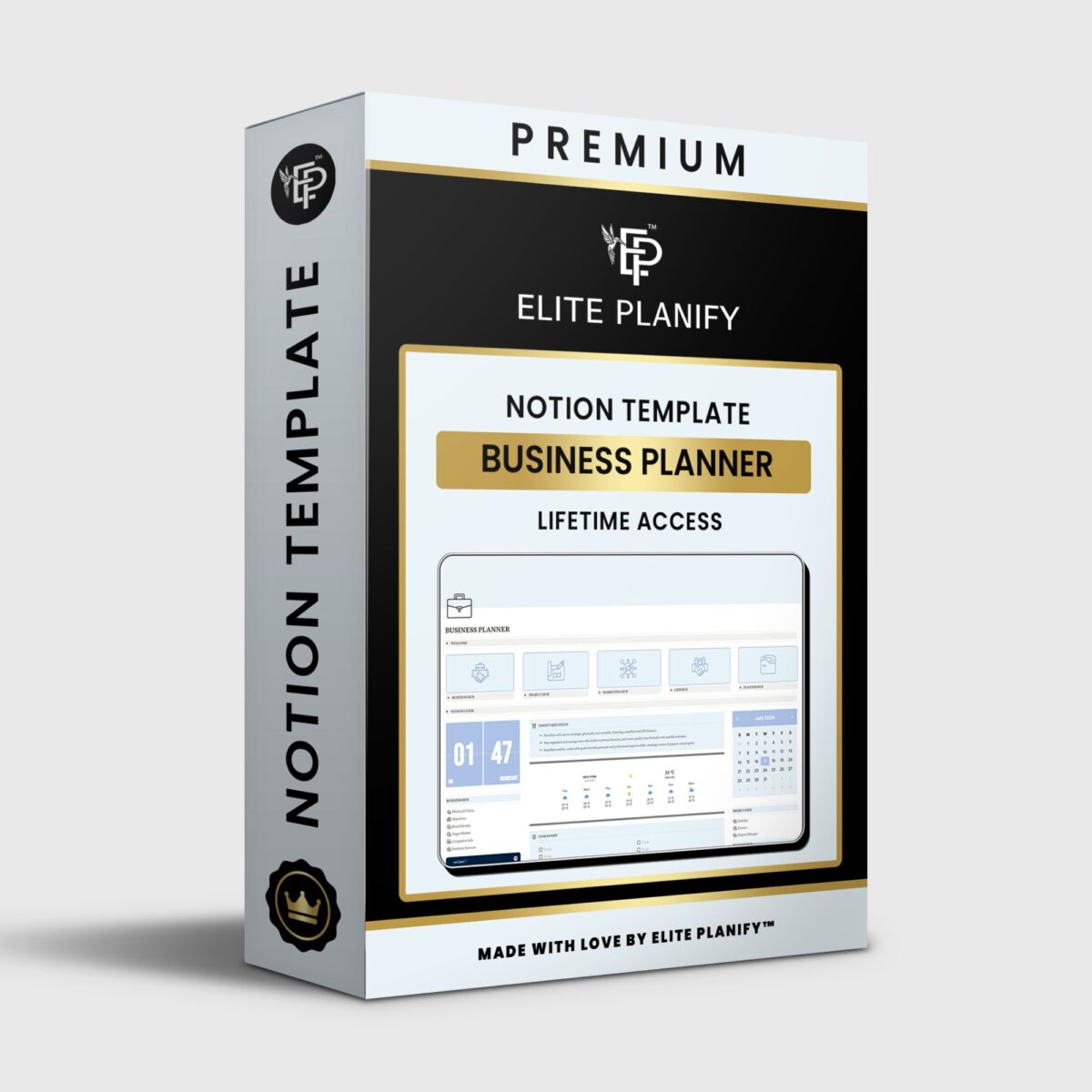 Notion Template Business Planner in blue home page