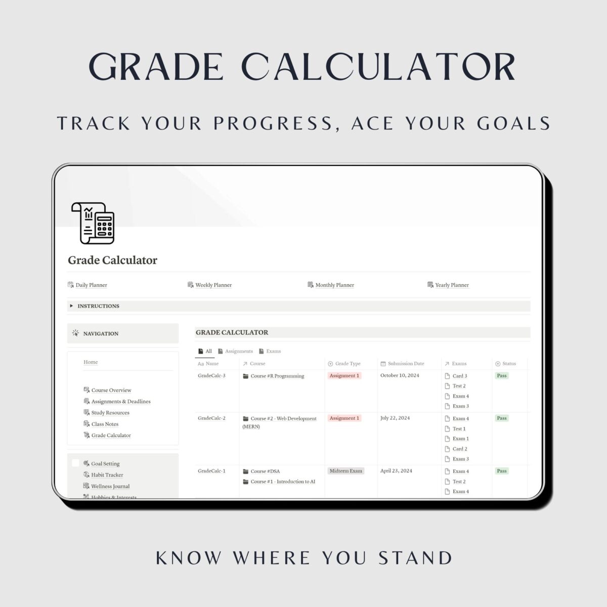 Notion student planner