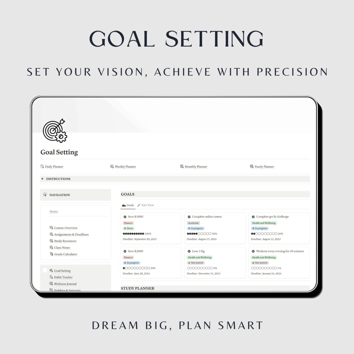 Notion student planner