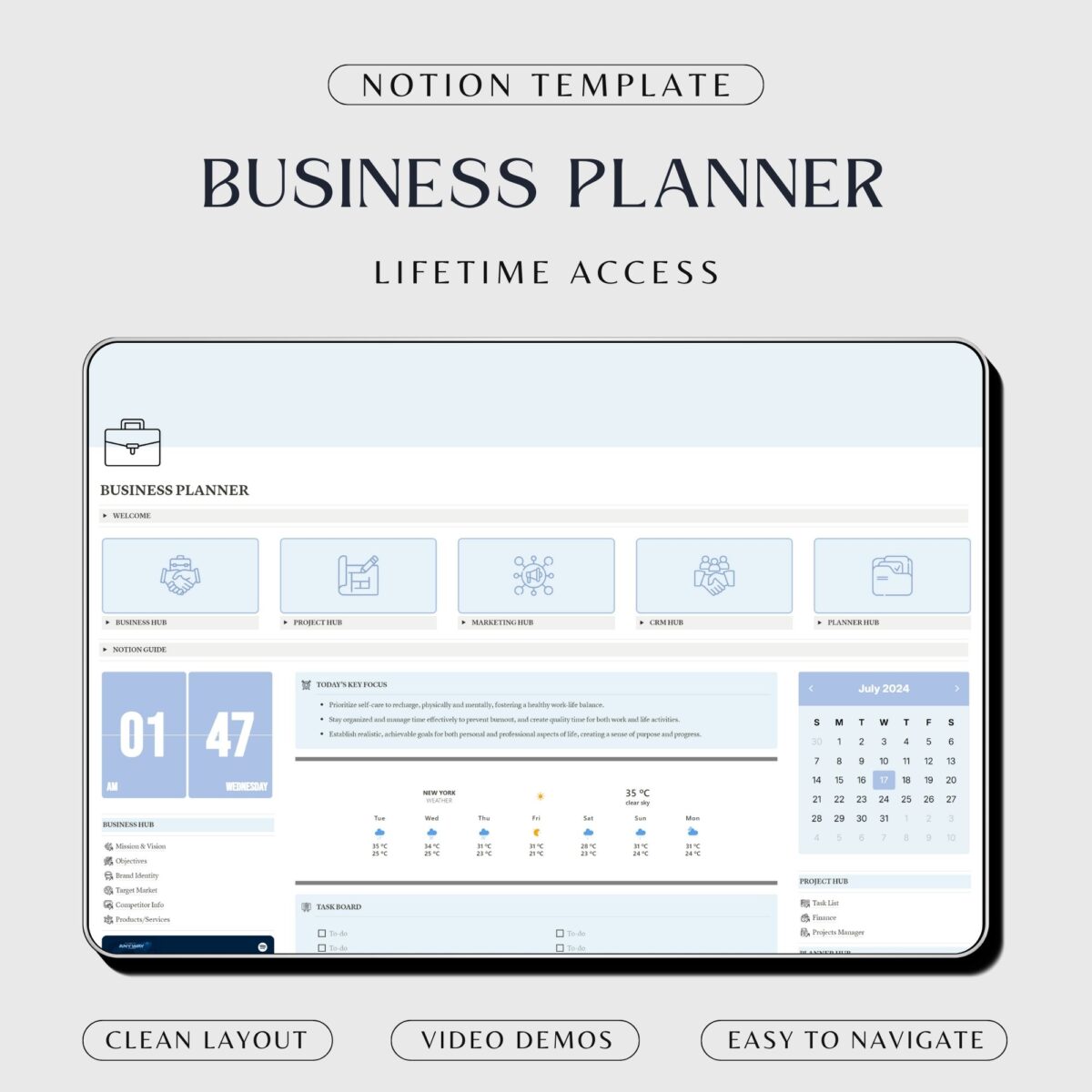 Notion Template for Business In Blue