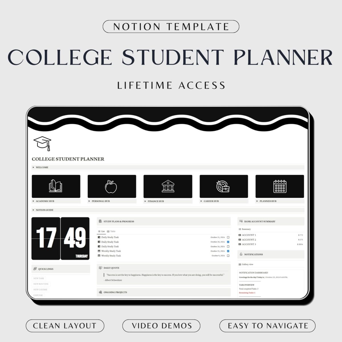 Notion college planner