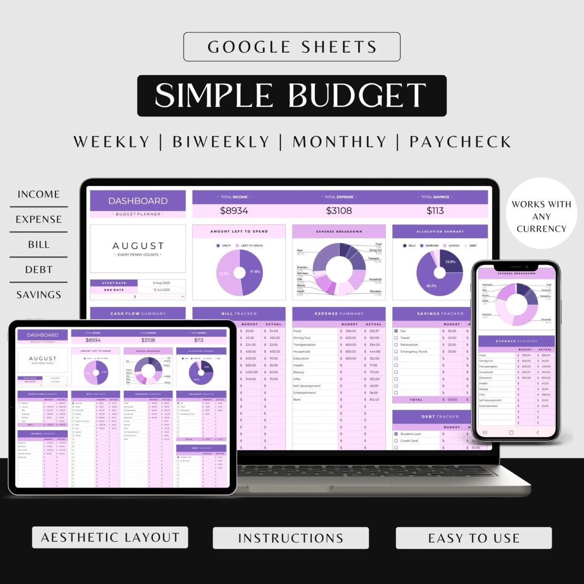 Google Sheets budget planner