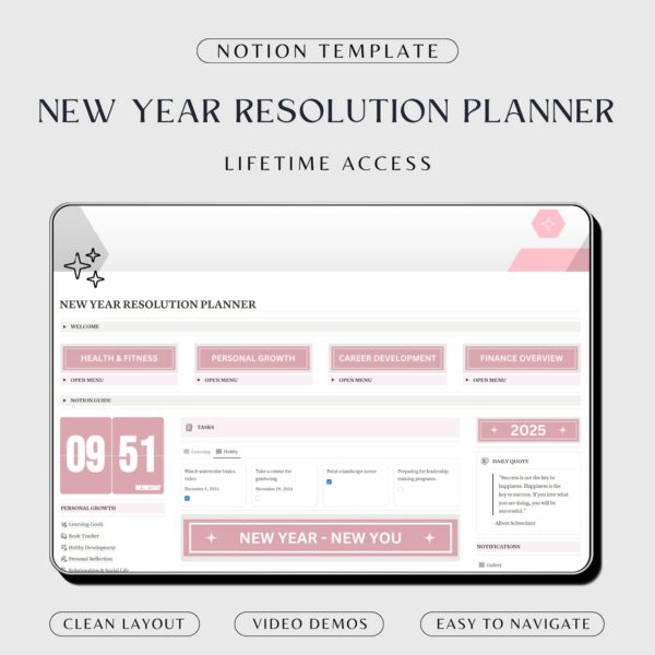 New year resolution template for notion