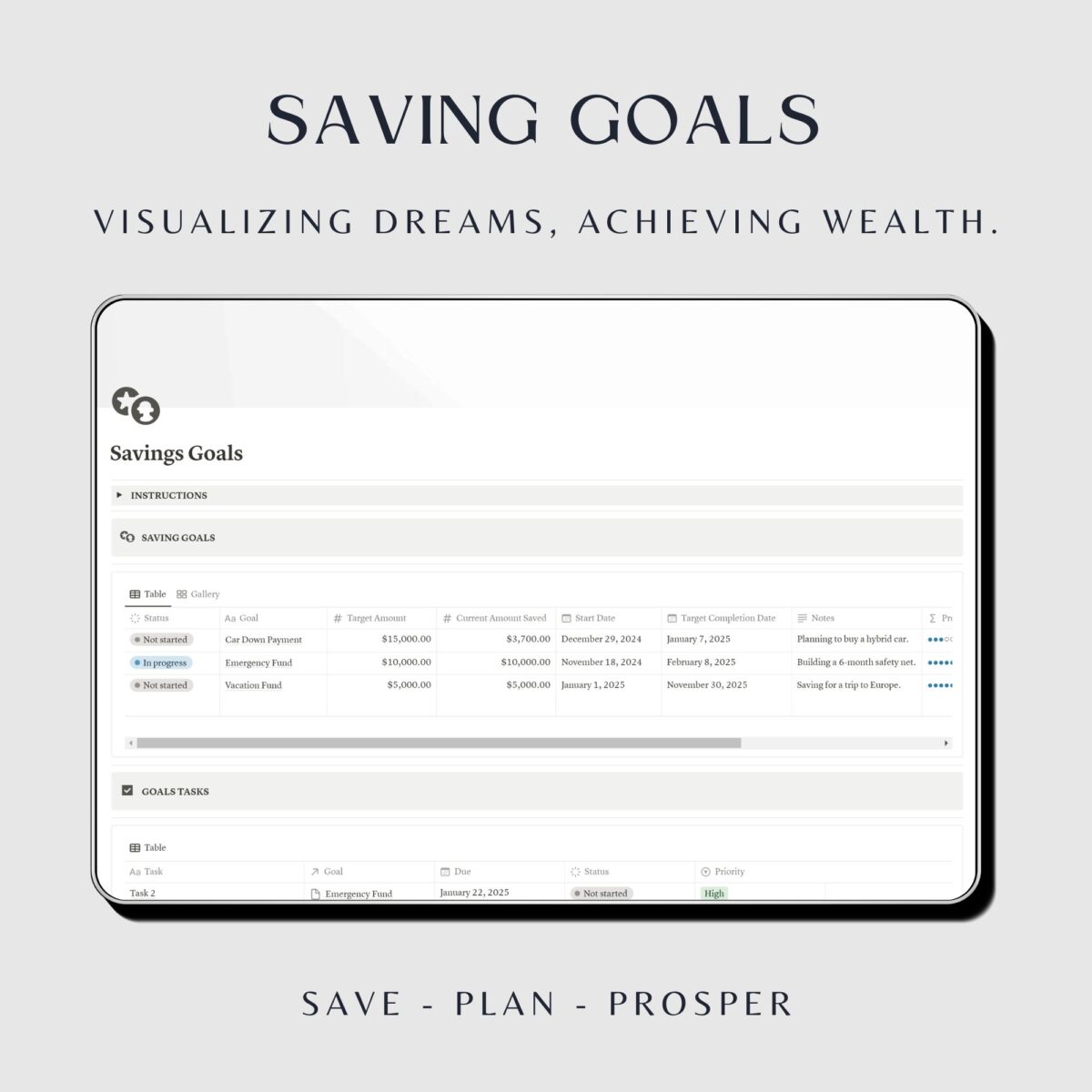 Notion Budget planner