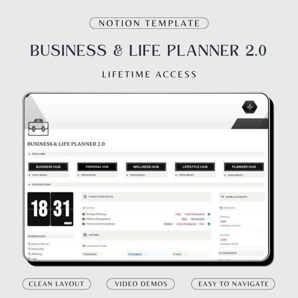 Notion business and life planner