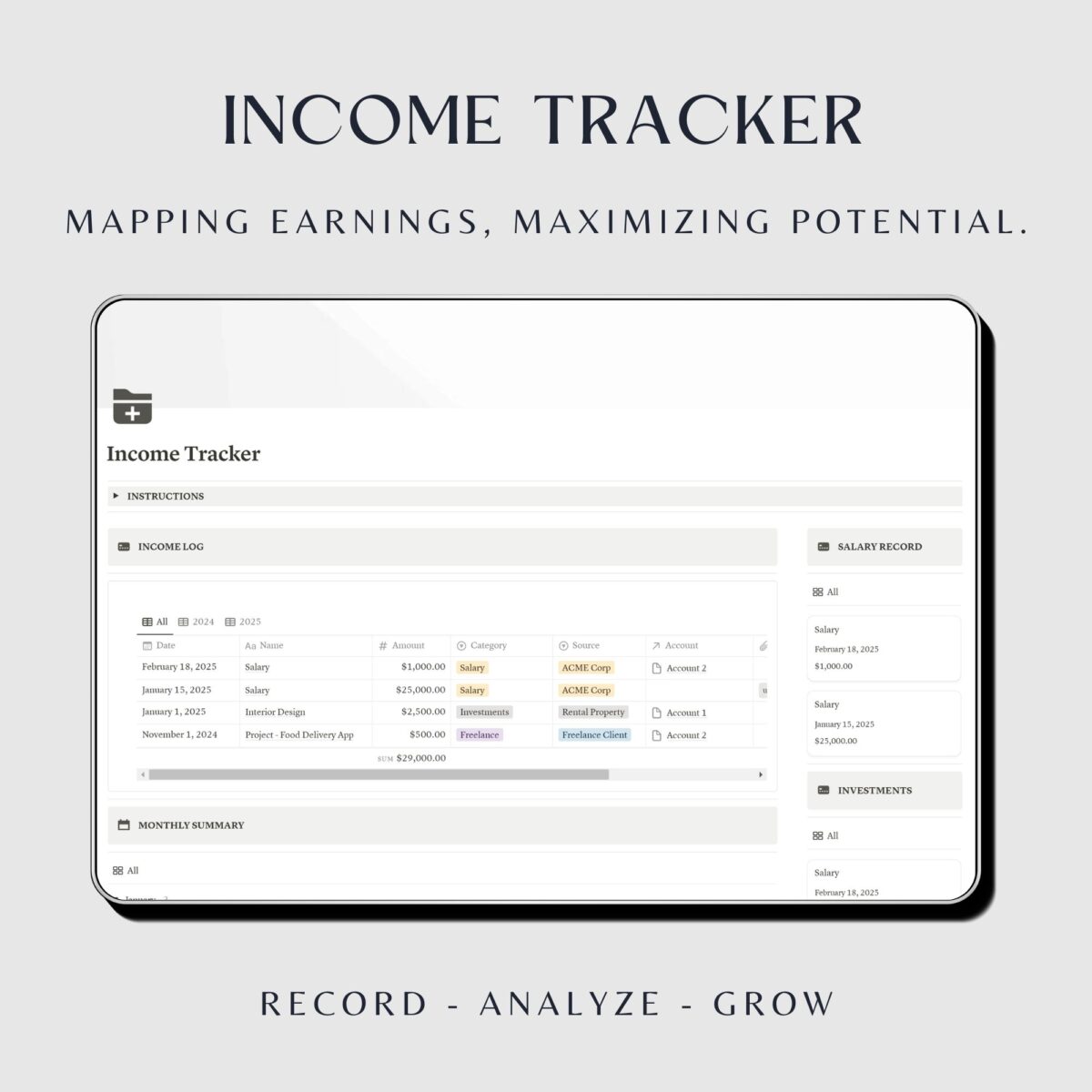 Notion Budget tracker