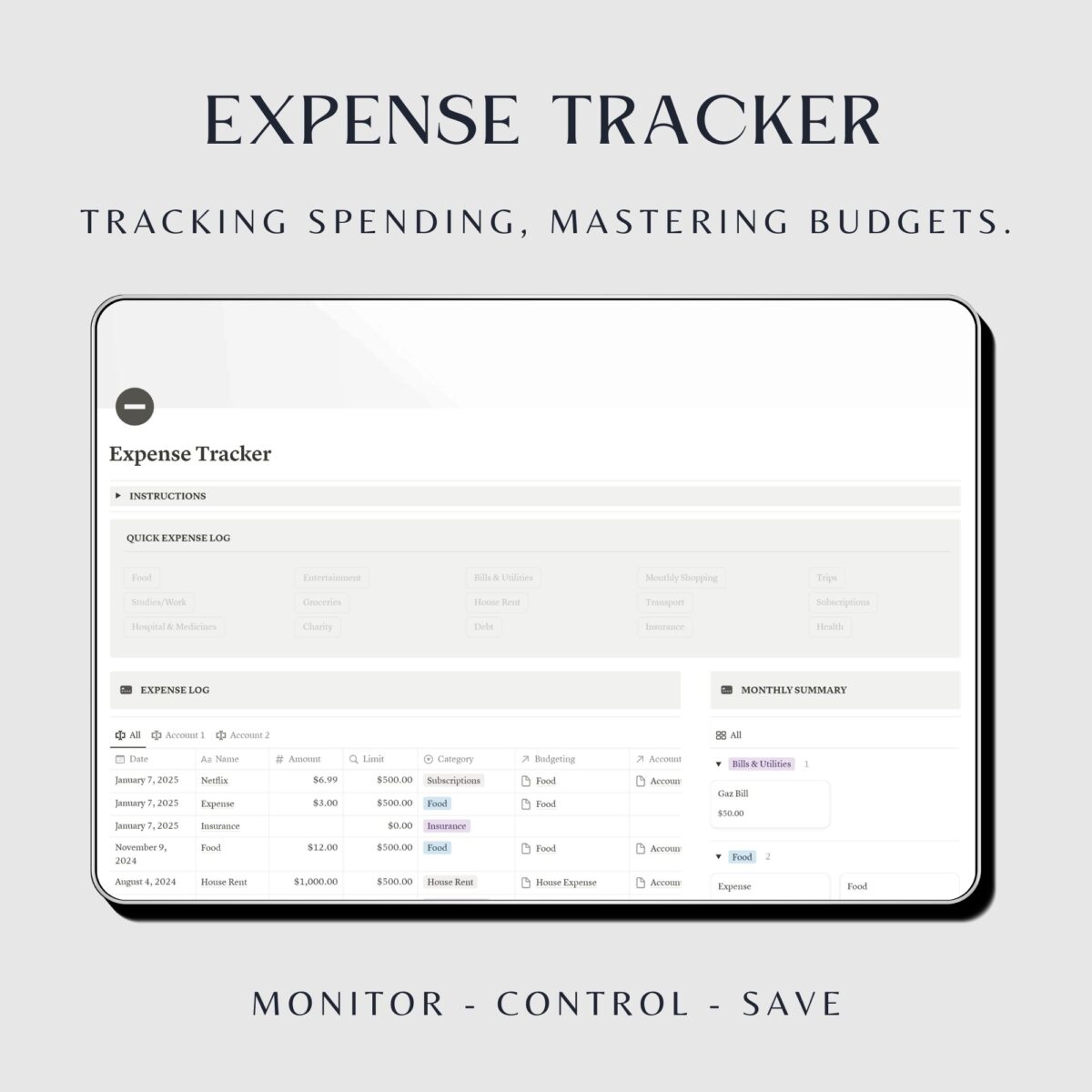 Notion Budget tracker