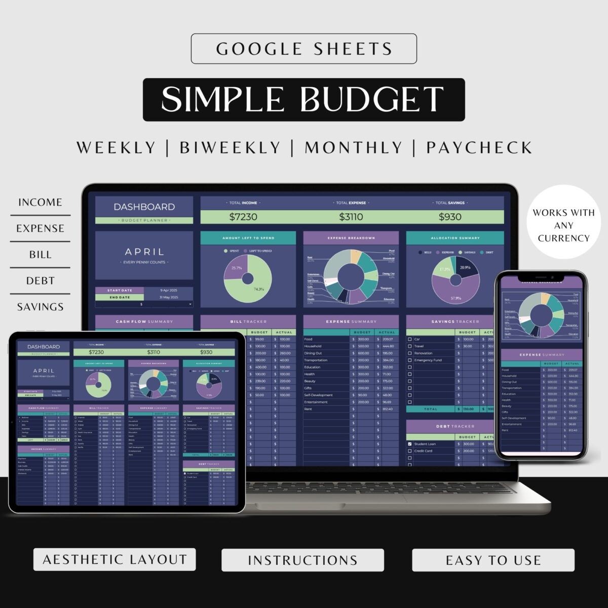 Google sheets budget planner dark mode