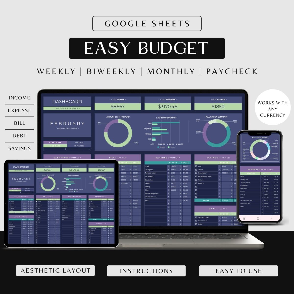 Google Sheets Budget Template Dark Mode