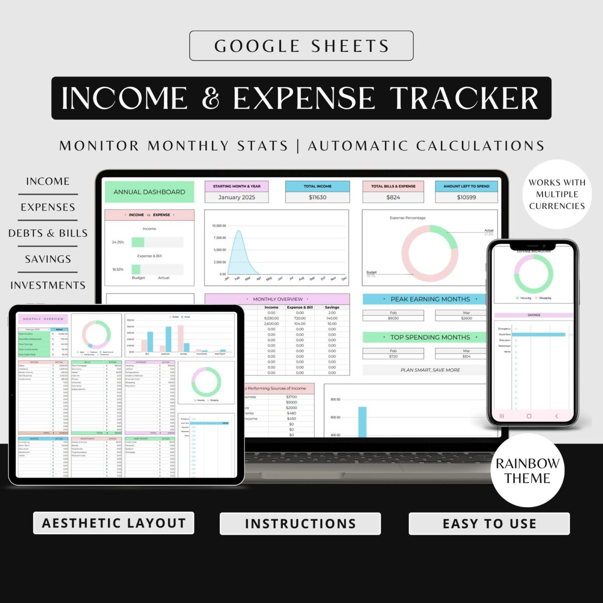 Income and expense tracker google sheets