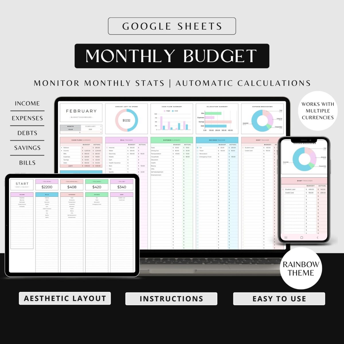 Monthly Budget Spreadsheet Google Sheets